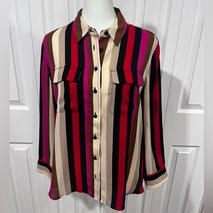 Investments Pink and Brown Striped Fabric